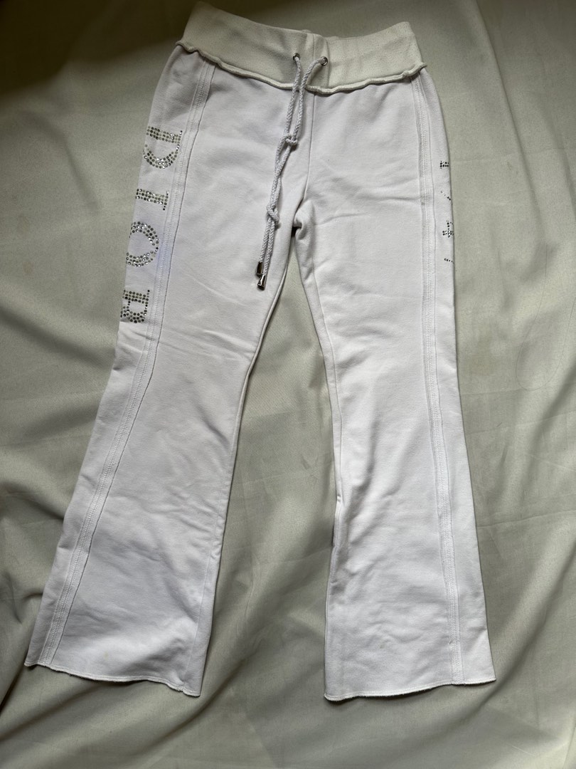 y2k authentic dior 1947 sweatpants trackpants flare white on Carousell