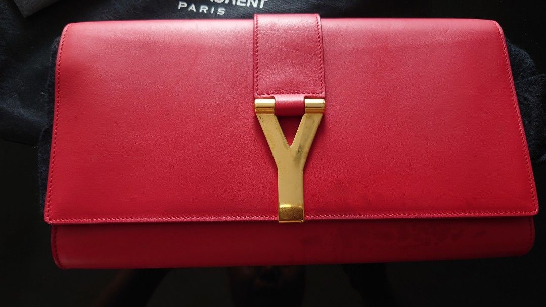 Red ysl clutch bag clearance