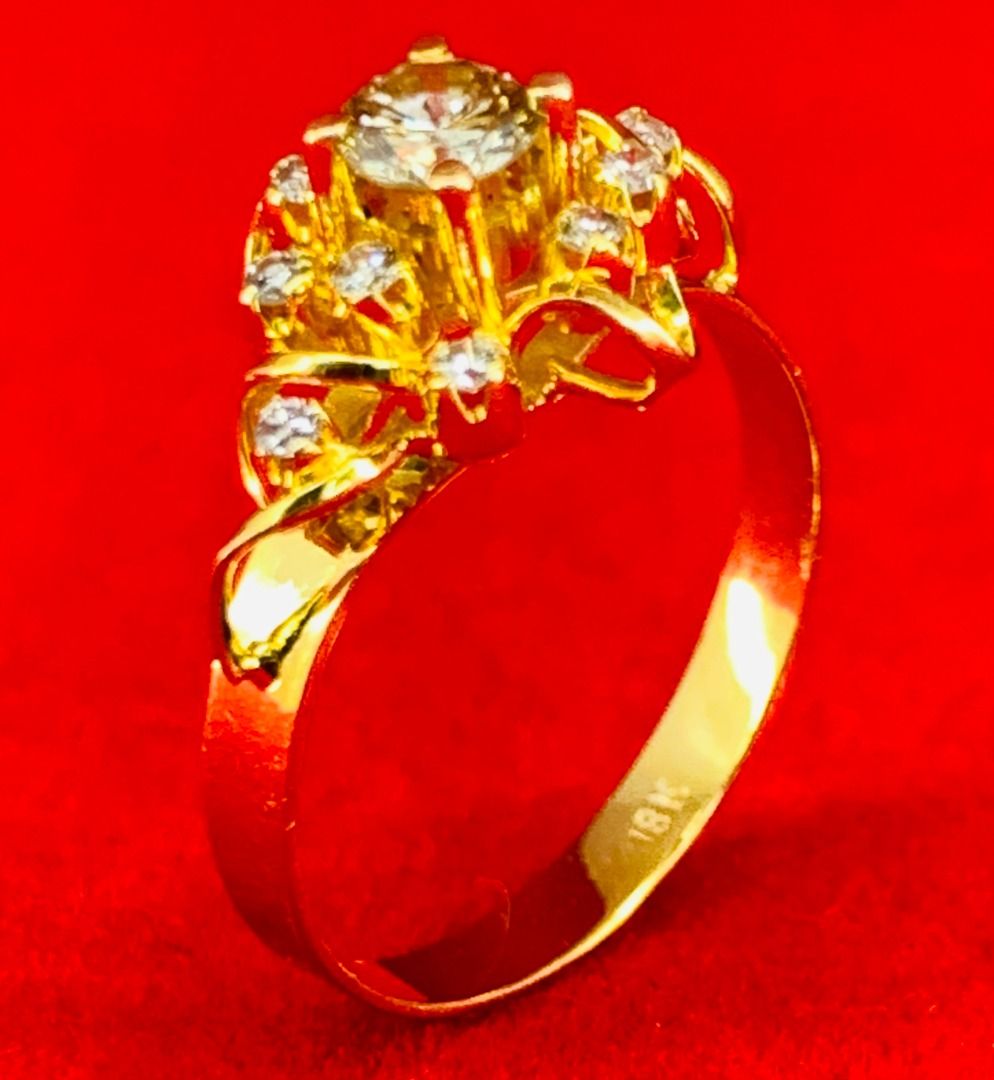 18K Gold Diamond Ring not 916 Women s Fashion Jewelry