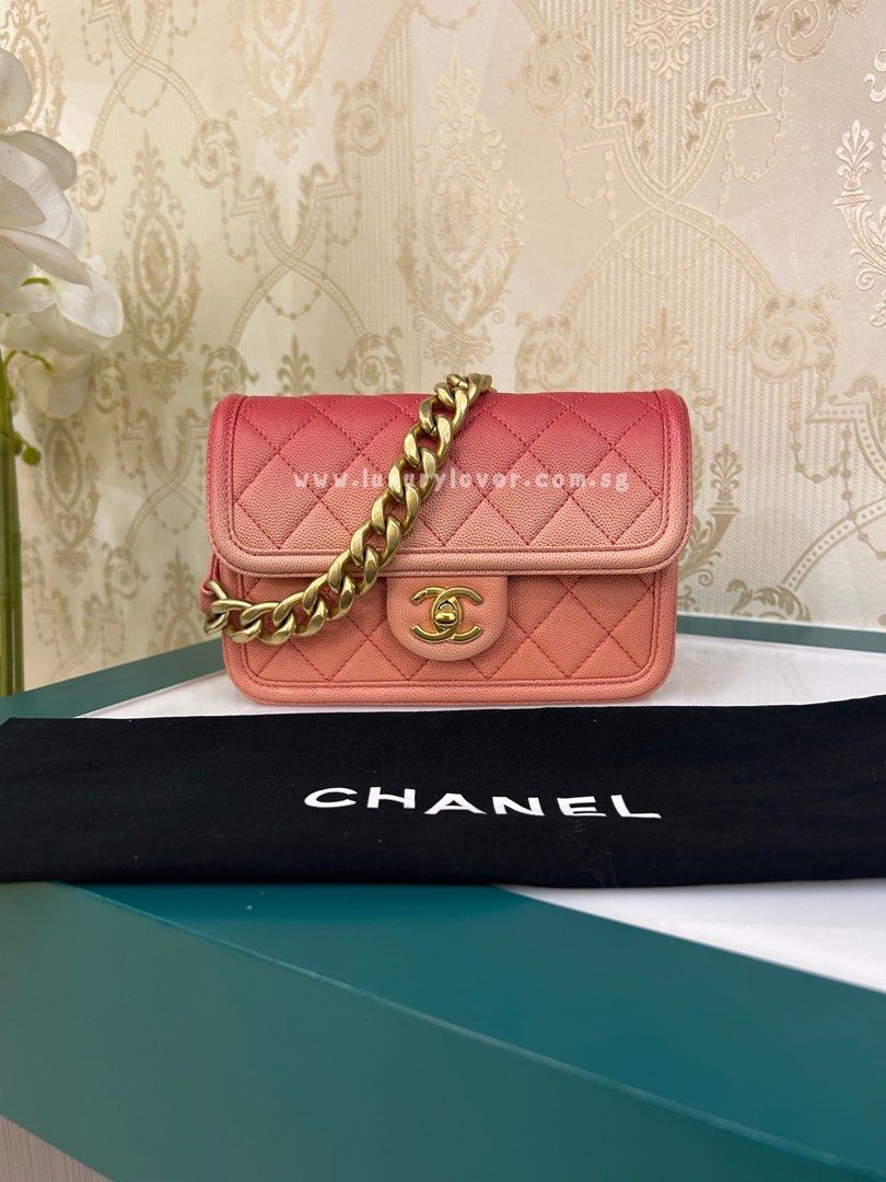 CHANEL Caviar Quilted Medium Sunset On The Sea Flap Coral 432769