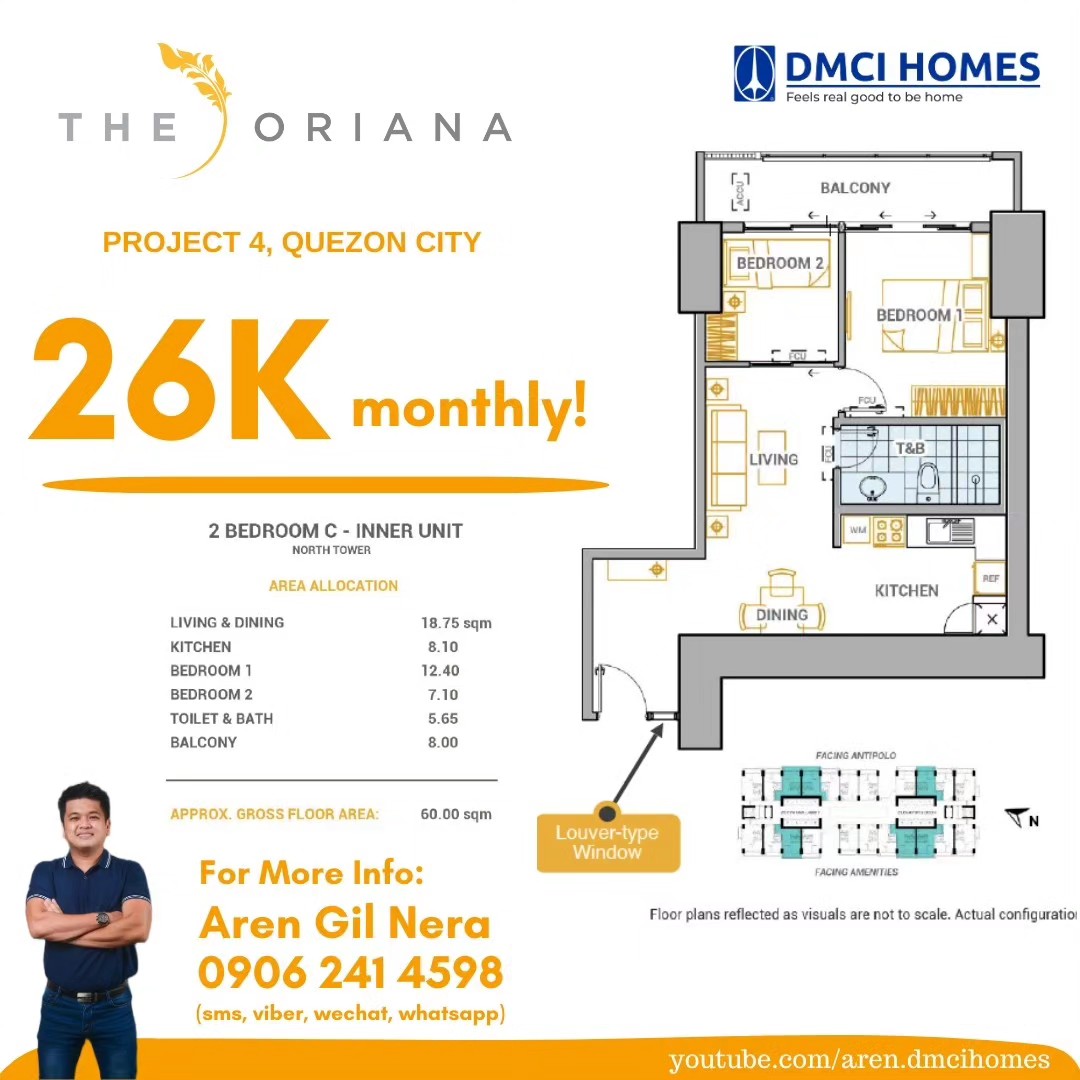 The Oriana 2 Bedroom Condo in Aurora Blvd, Quezon City Near NCBA