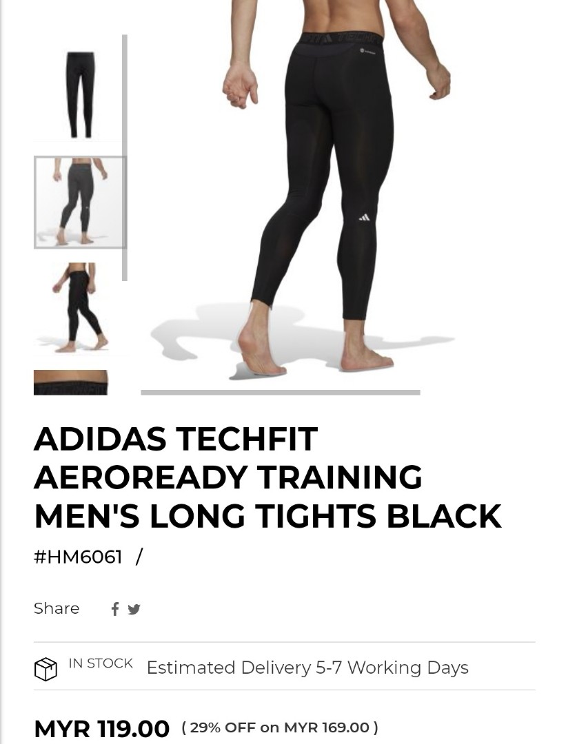Black adidas Techfit AEROREADY Training Long Tights