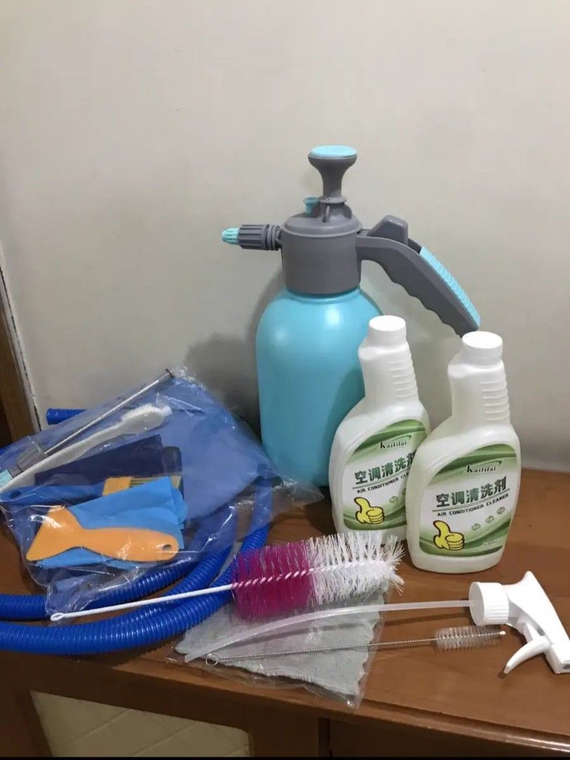 Aircon cleaning kit 15pcs tools cleaner cover bag and tube, Furniture
