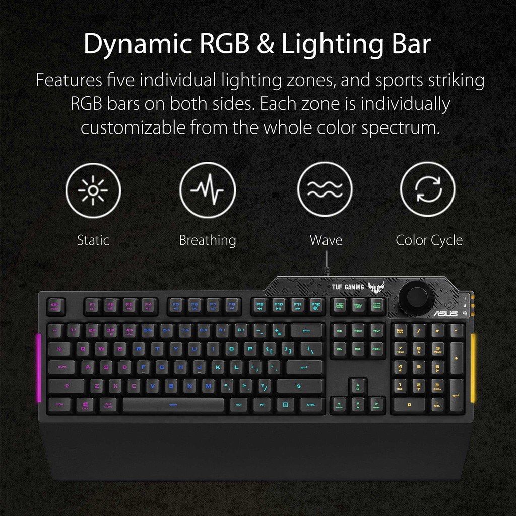 Asus TUF Gaming K1 RA04 RGB Keyboard with dedicated volume knob