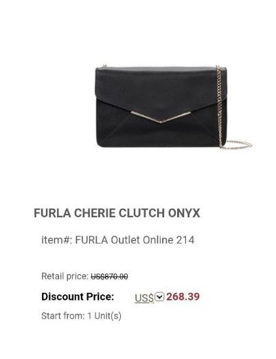 Authentic Furla Cherie Clutch Sling Shoulder Black leather bag with chain