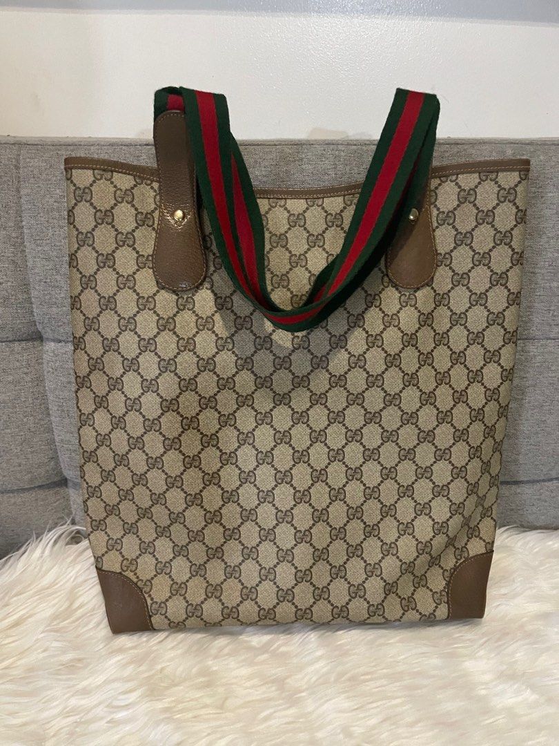 Authentic Gucci Tote Bag also laptop and neverfull type bag with sherry line straps RARE longer straps than usual