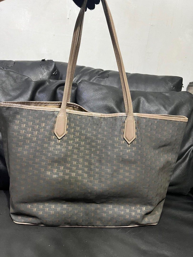 Moynat Paris Tote bag in monogram canvas and grey leather , brand