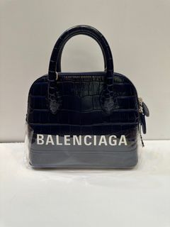 Balenciaga ville navy croco leather