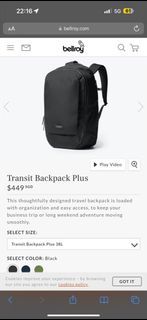 Bellroy Transit Backpack Plus 38L