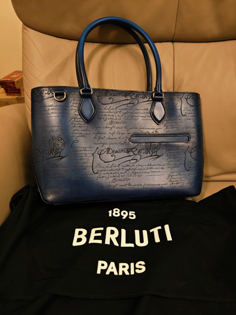 Berluti～Toujours Mini Scritto Leather Tote Bag, 名牌, 手袋及銀包