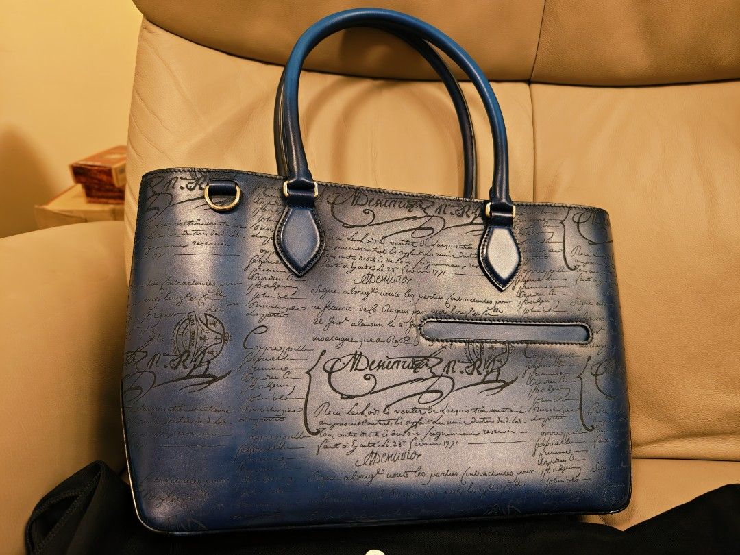 Berluti～Toujours Mini Scritto Leather Tote Bag, 名牌, 手袋及銀包