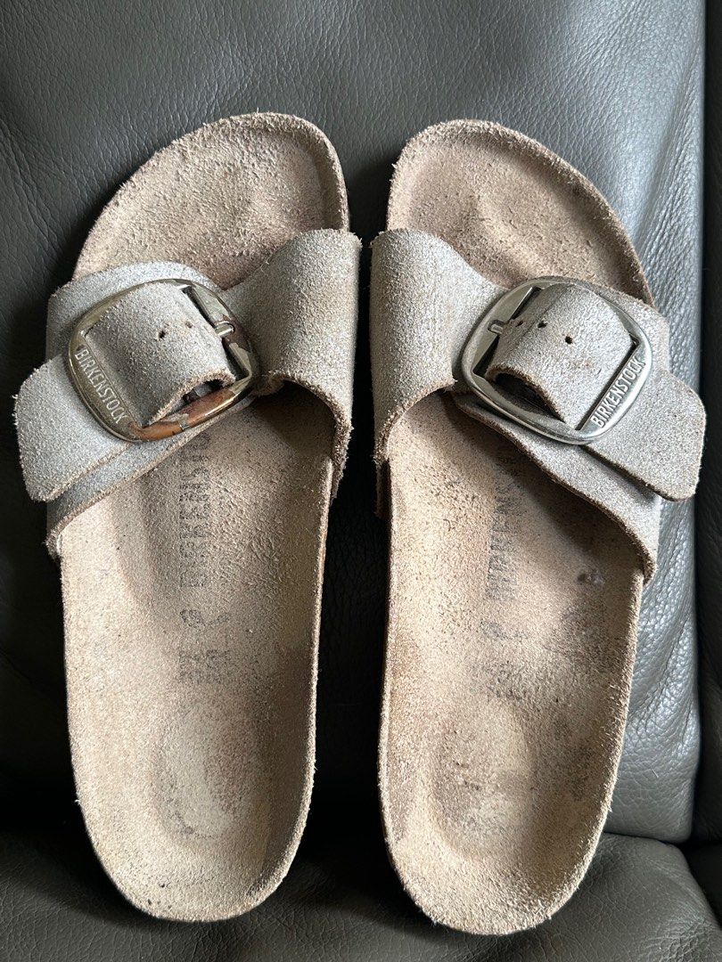 Birkenstock madrid big buckle washed metallic blue silver cheap