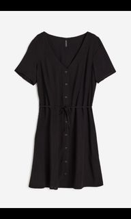 Black XS H&M Tie-Detail Button Front Dress