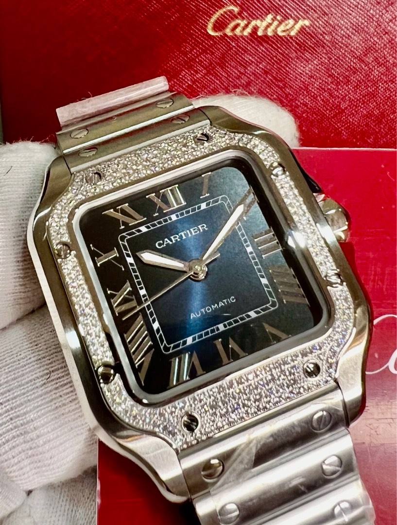 Cartier santos blue face sale