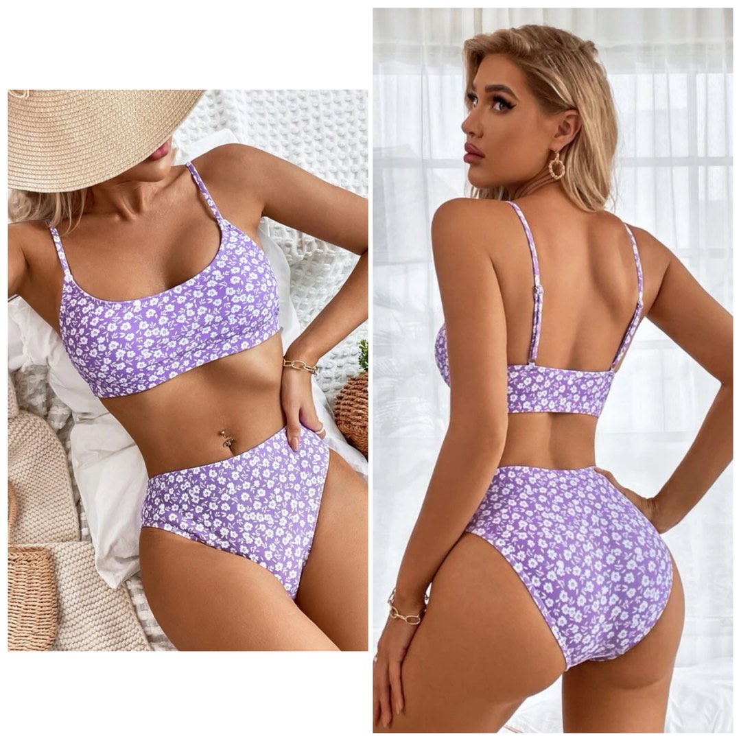 Brand new lilac purple floral pastel bikini Women s Fashion