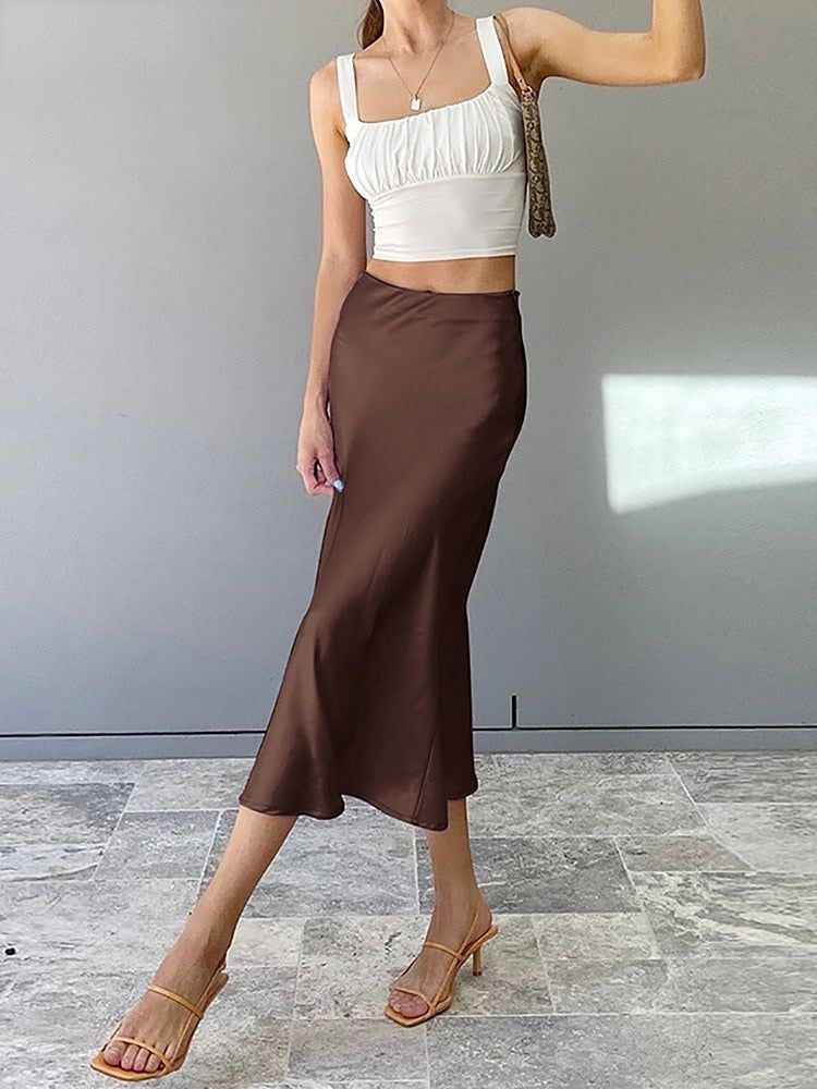 Silk skirt fitted online