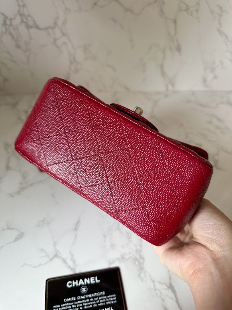 Chanel 17B Red Caviar Mini Square SHW