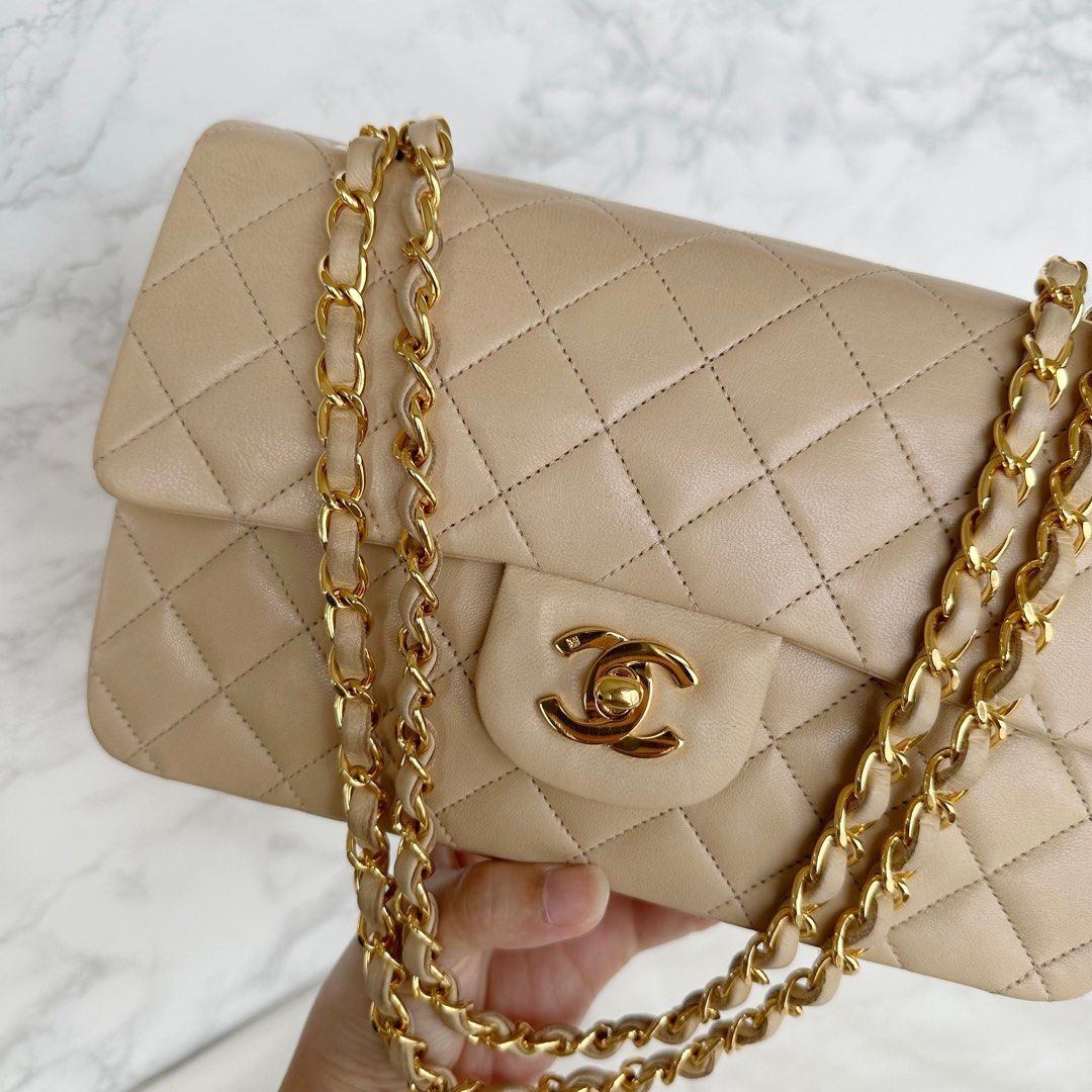 Chanel Vintage Classic Beige Small 24k Gold Hardware, Luxury, Bags &  Wallets on Carousell