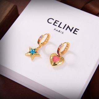 法國時尚精品CÉLINE思琳彩色寶石水鑽星星愛心耳環 代購非預購
