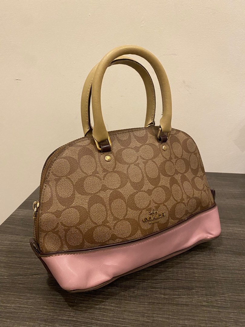 tas satchel Coach Sierra Mini Signature Brown & Soft Pink Satchel Bag