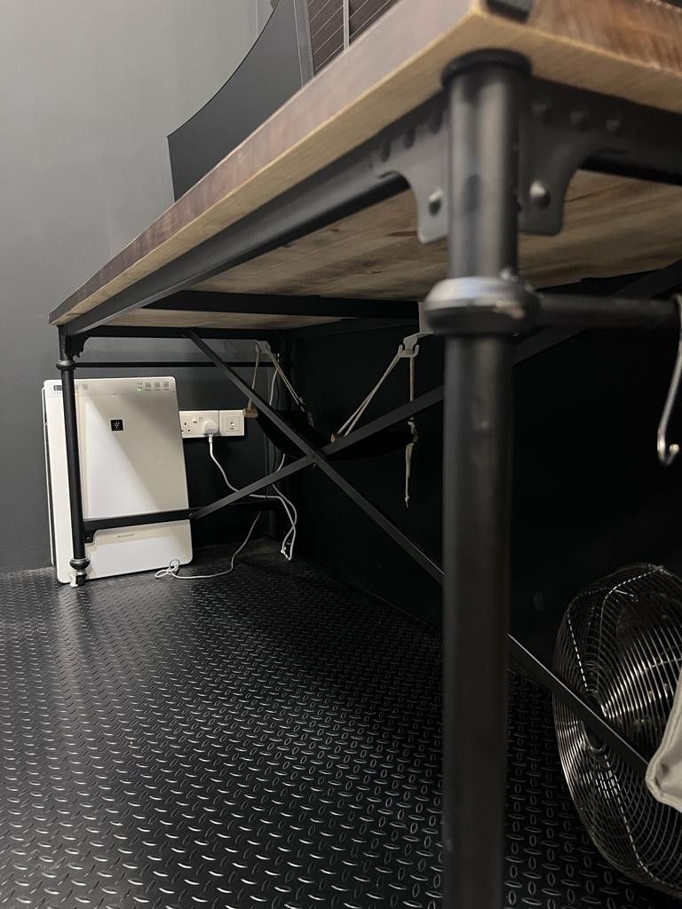 Industrial computer table (solid wood), Furniture & Home Living