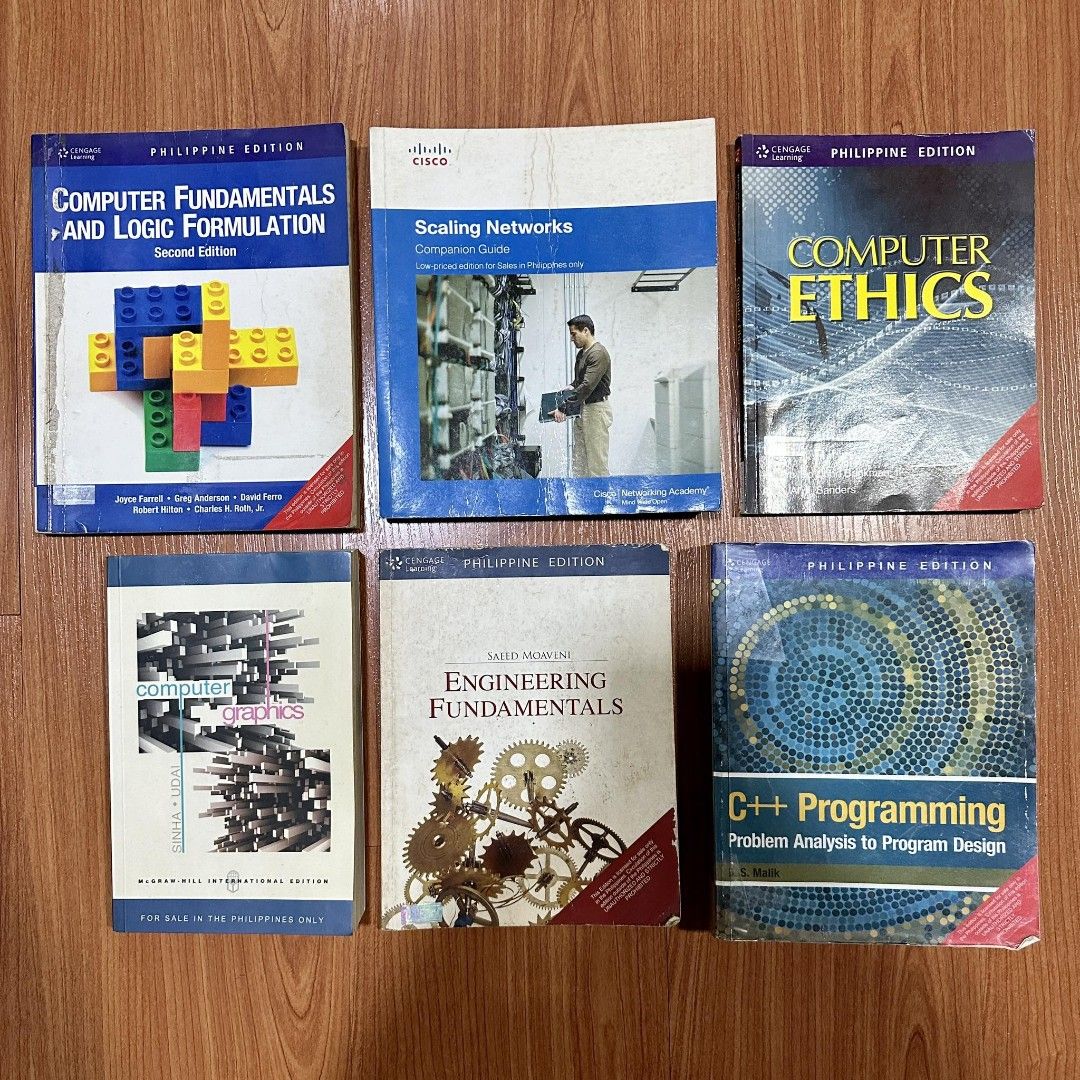 Computer Science /Computer Engineering / IT Book Bundle (Take All) (Category: Textbooks) located in Quezon City. Submitted by nightowlbooks (Listing ID 1240041492, Image 1). Description: RFS: Helping a friend sell his college textbooks (UST Faculty of Engineering, BS CS) • C++ Programming: Problem Analysis to Program Design (Philippine Edition) • D. S. Malik • Computer Fundamentals and Logic Formulation (Philippine Edition) • Joyce Farrell, Greg 