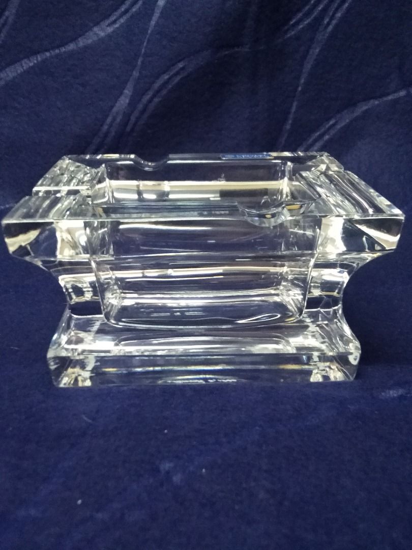 "Cristal Sevres France" Crystal Ashtray, Square Raised Etched Ashtray