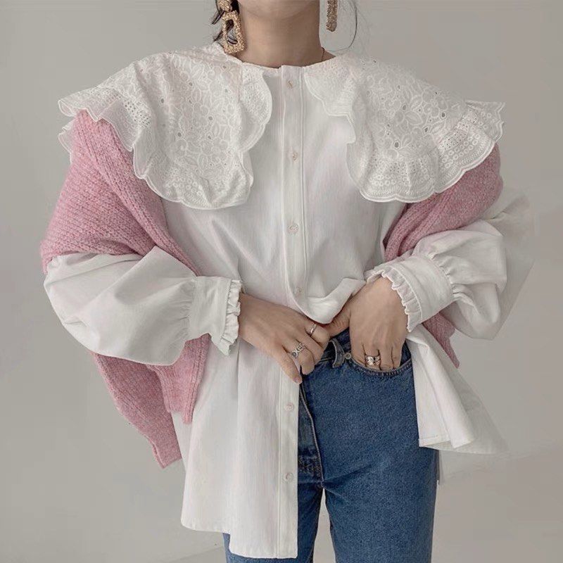 crochet collar blouse