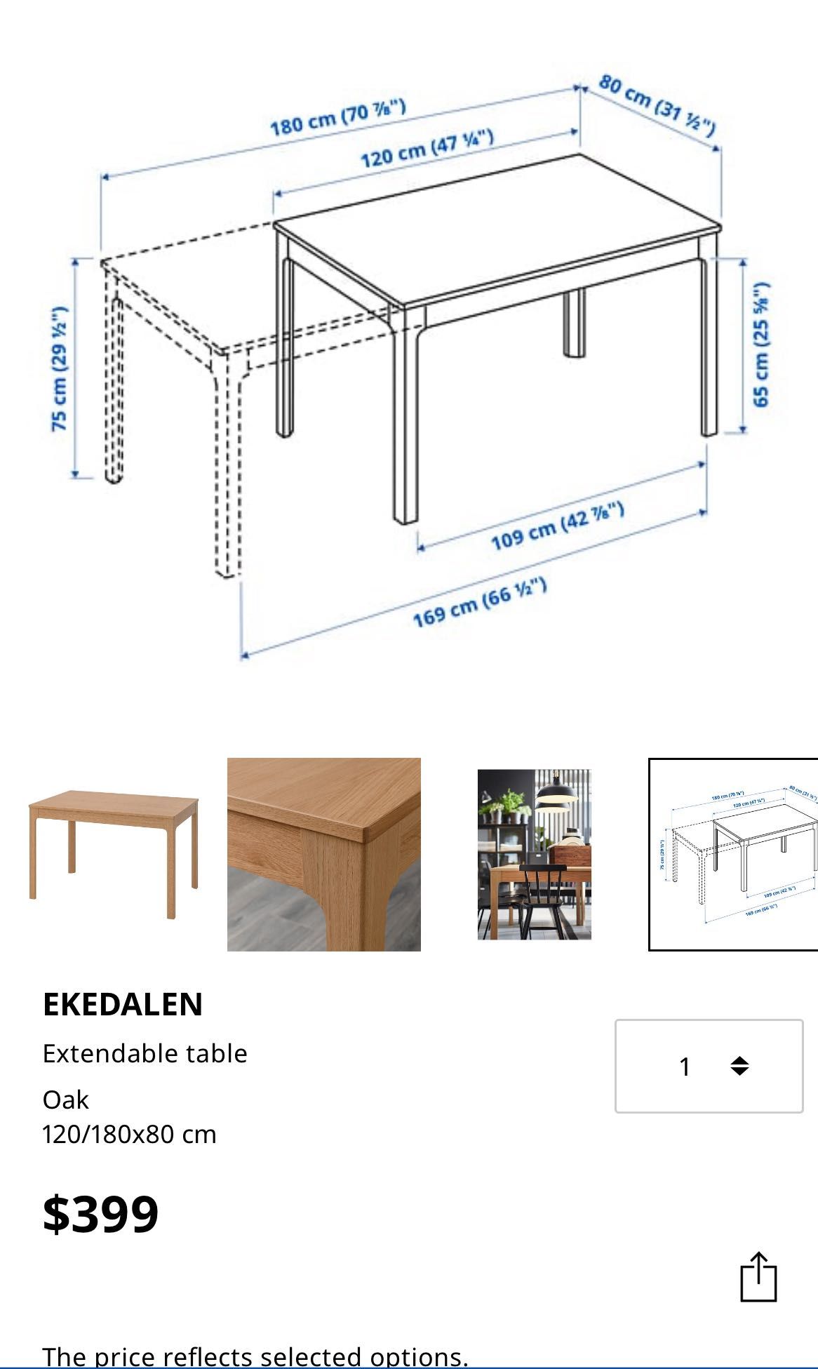 Ekedalen 2025 table dimensions