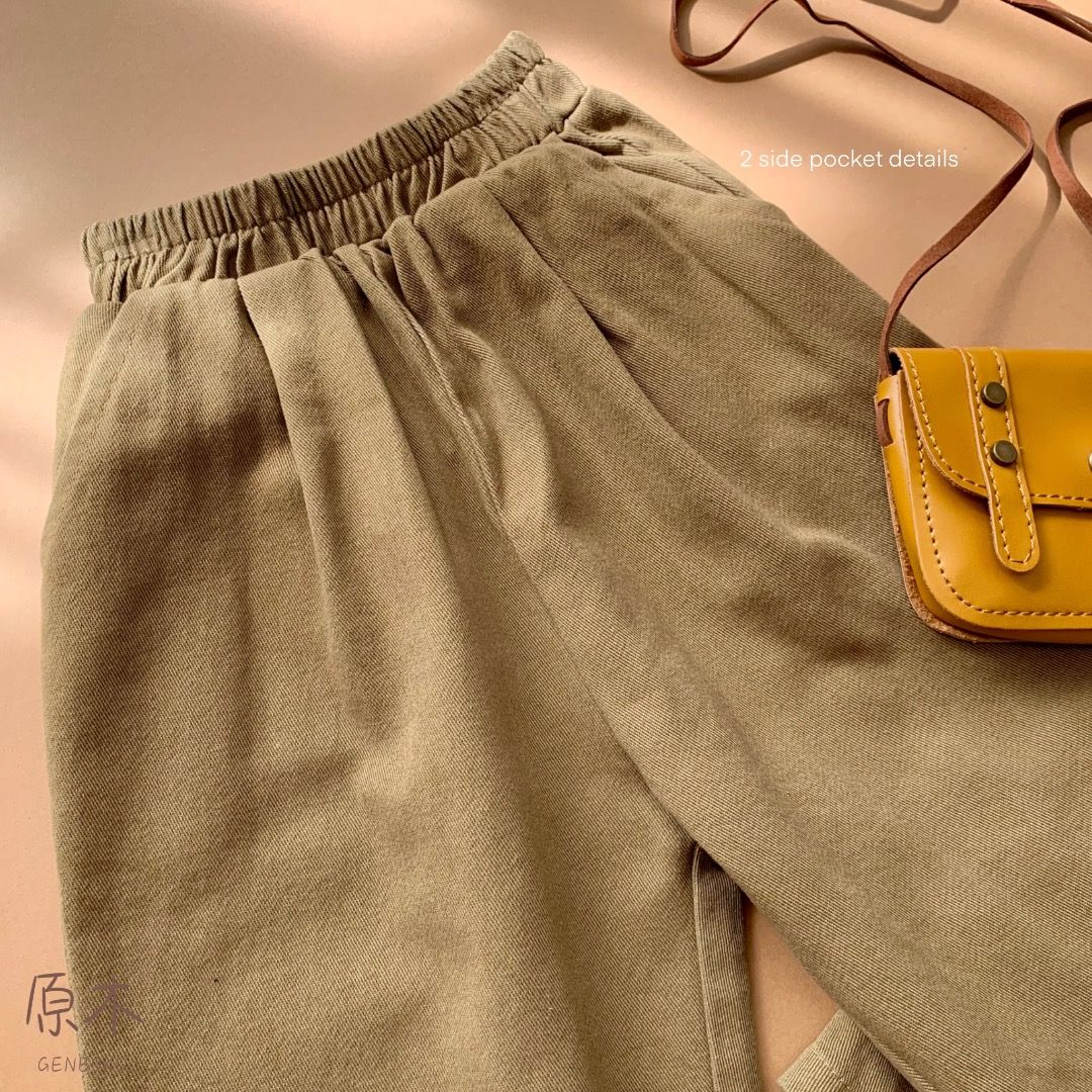 Elastic waist pants with pockets clearance
