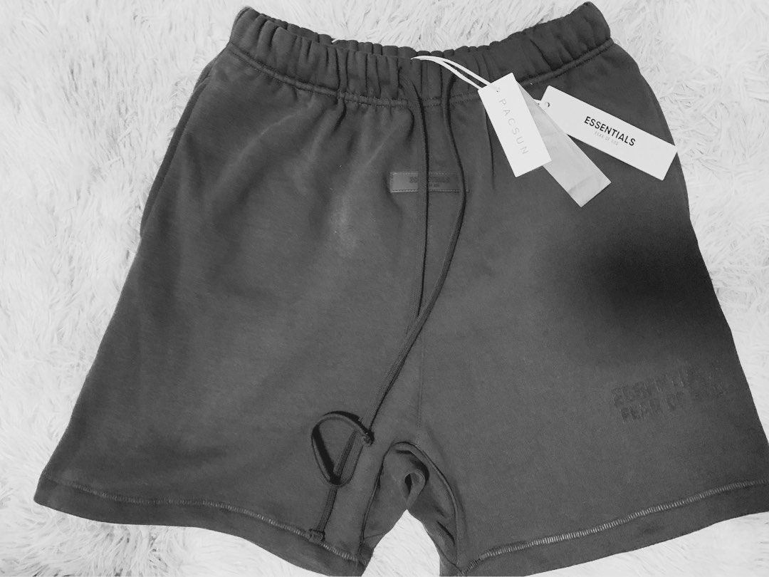 Fear of god essentials sweat shorts black best sale ink