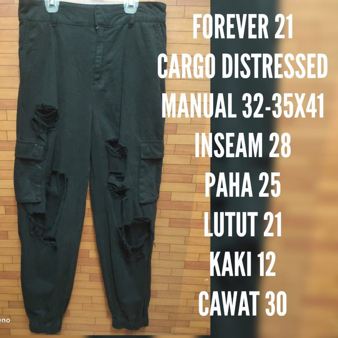 Forever 21 distressed cargo store joggers