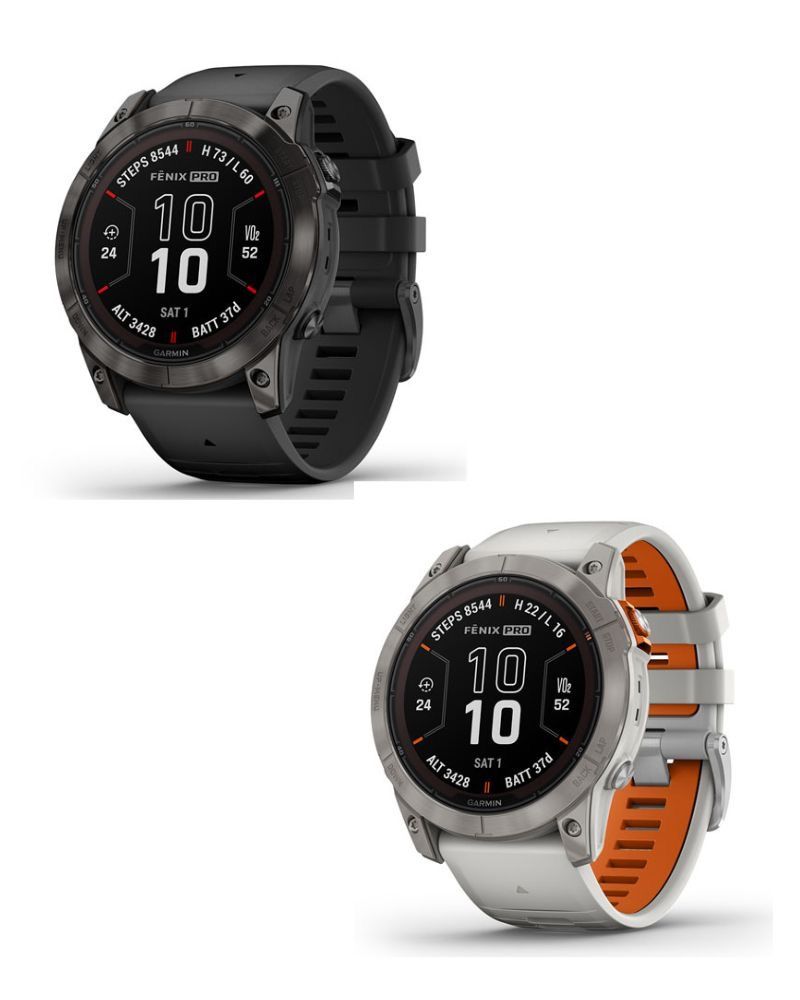 Garmin fenix 7X Pro Sapphire Solar watch, Titanium, Fog Gray/Ember Orange  Band 