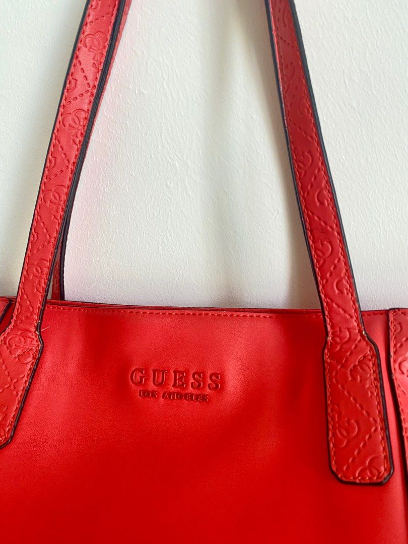 Guess Black Red Logo Large Nylon Lightweight Tote Handbag Purse Gym Bag -  Hatolna Shop