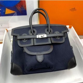 Hermes Birkin Cargo bag 25 Blue egee/Navy Canvas/Swift leather