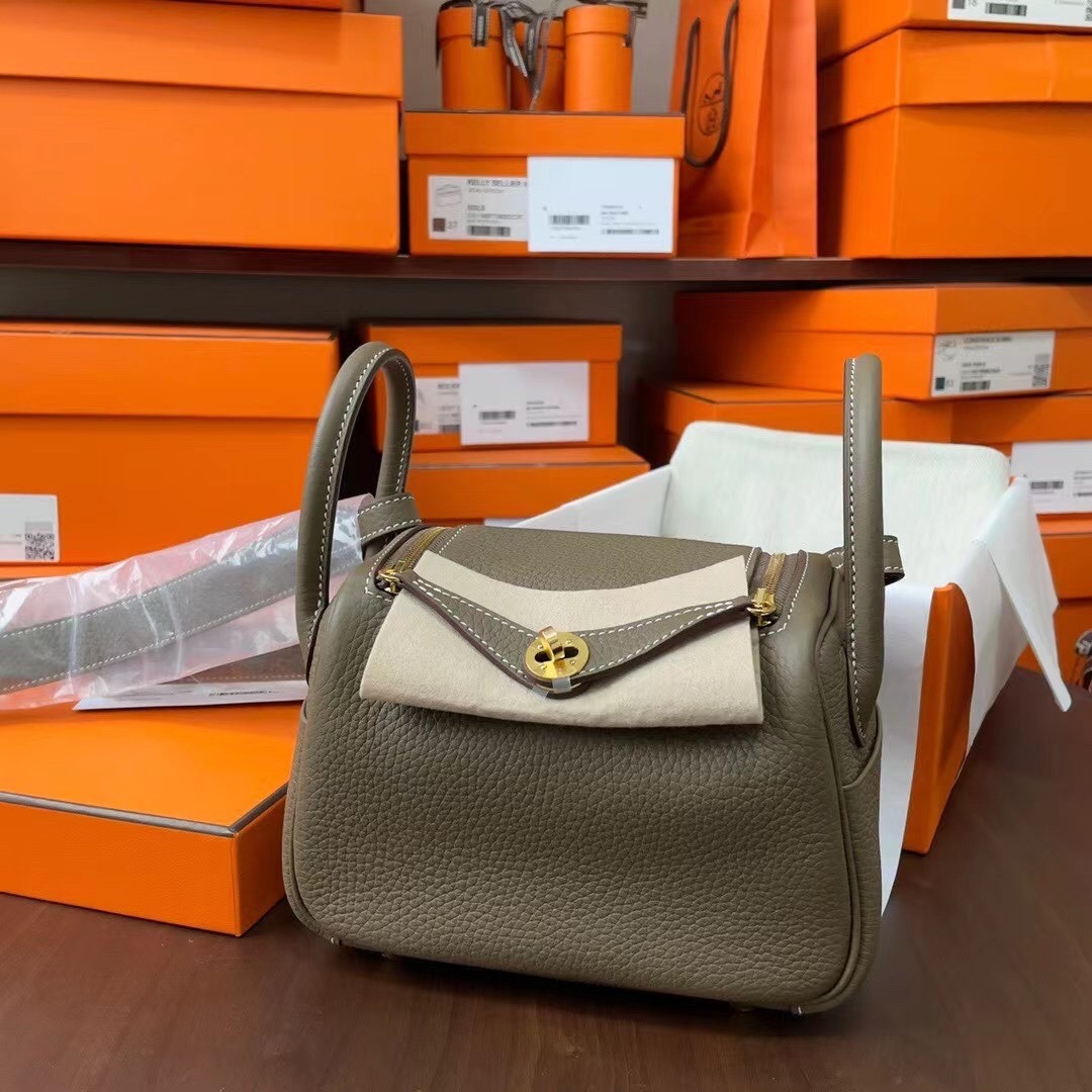 Hermes Mini Lindy Etoupe GHW, Luxury, Bags & Wallets on Carousell