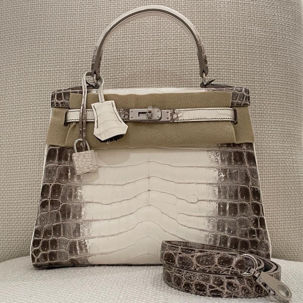 Hermes Kelly Retourne 25 Himalaya Niloticus Crocodile Palladium Hardware