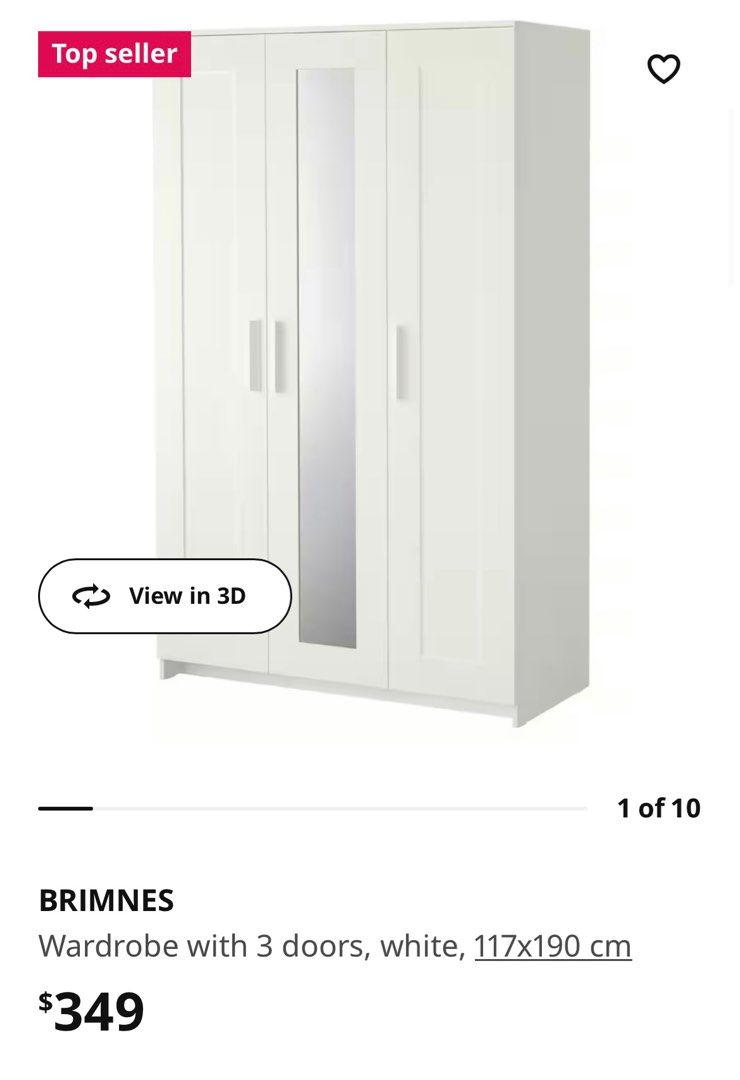 IKEA Brimnes 3 Door Wardrobe, Furniture & Home Living, Furniture