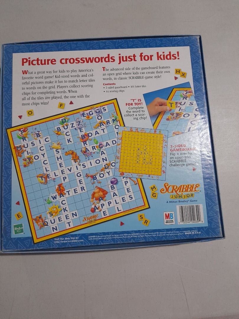 Junior Scrabble crossword game 1999 Ed. Hasbro Milton Bradley Original, Vintage, Hobbies