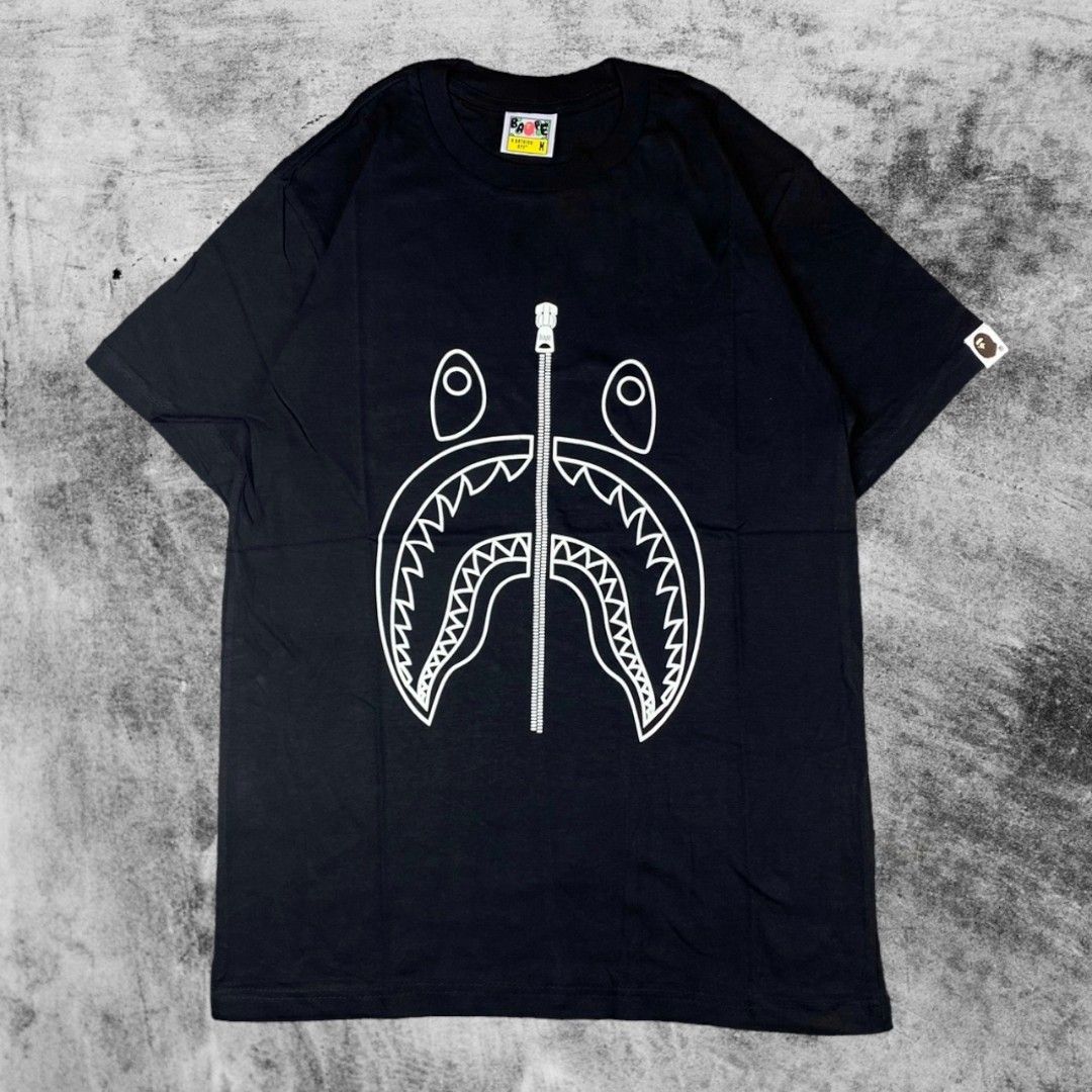 Kaos Bape Shark Outline Hitam