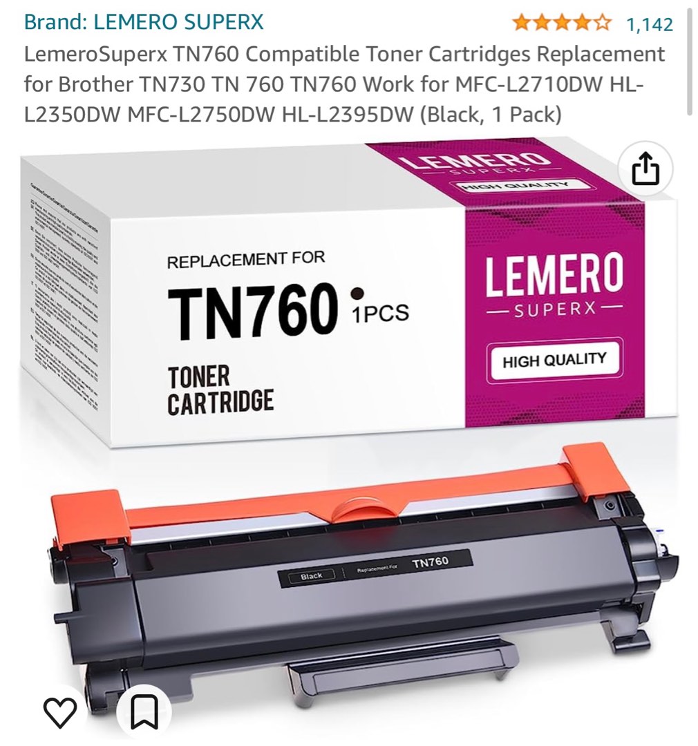 Lemero Superx TN 760 toner, Computers & Tech, Printers, Scanners