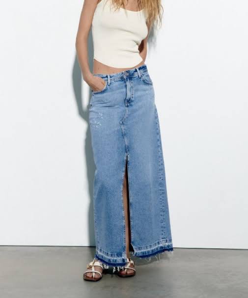 LF ZARA DENIM MAXI SKIRT on Carousell