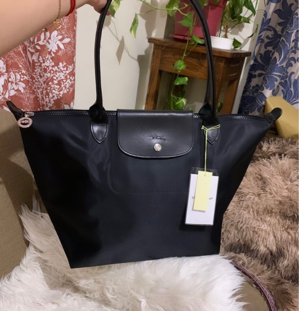 Longchamp large planetes long handle black Luxury Bags Wallets on Carousell