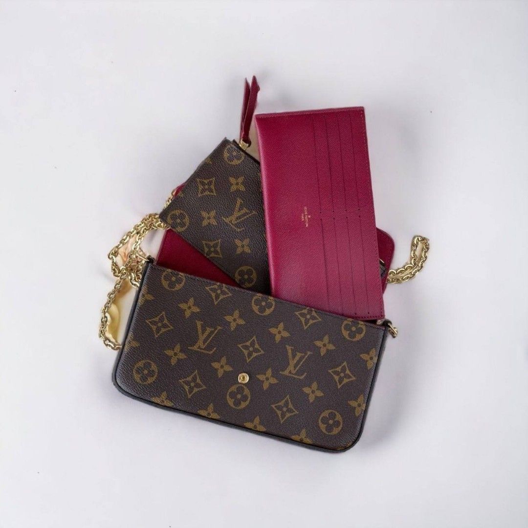 LOUIS VUITTON LV Felicie Monogram Fuchsia 100 Authentic on Carousell