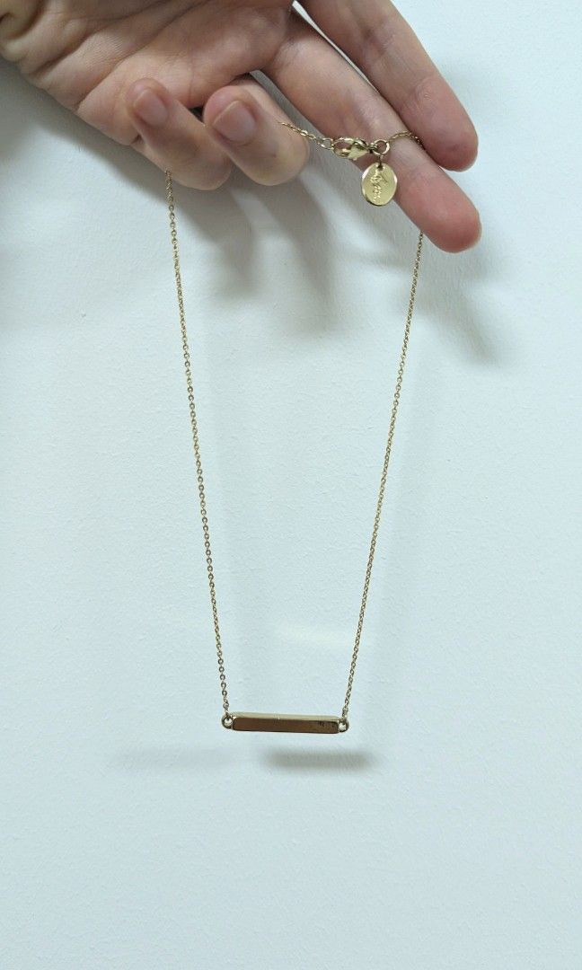 Gold necklace rectangle top bar