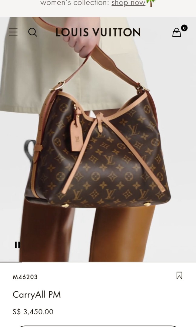 Louis Vuitton M46203 Carryall PM, Brown, One Size