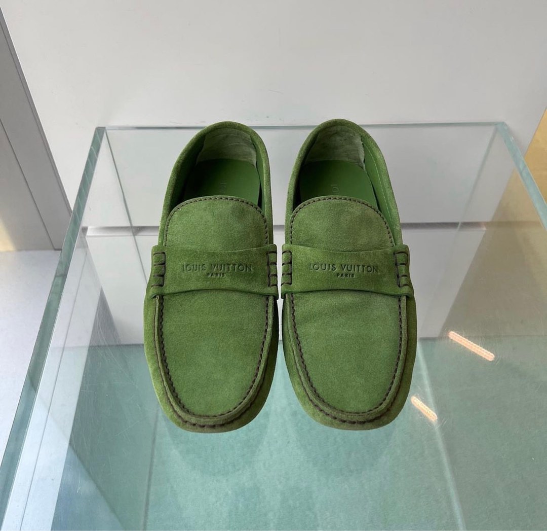 LV Moccasin Loafer Suede Green, Men's Fashion, Footwear, Casual shoes ...