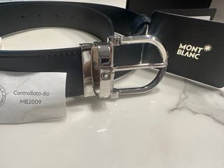 Montblanc 3.5cm Logo-embossed Leather Belt In Black