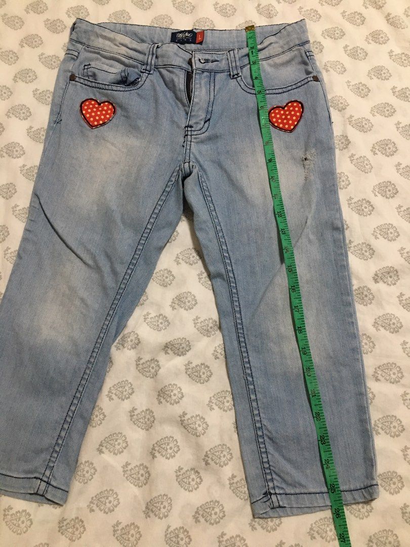 Mossimo Pants for Girls (Category: Babies & Kids Fashion) located in Manila. Submitted by ampmd (Listing ID 1240032493, Image 3). Description: Used for less than 5 times, light denim in color, tattered, a bit stretched fabric. Measurements are on the pictures. 250 + shipping fee. .