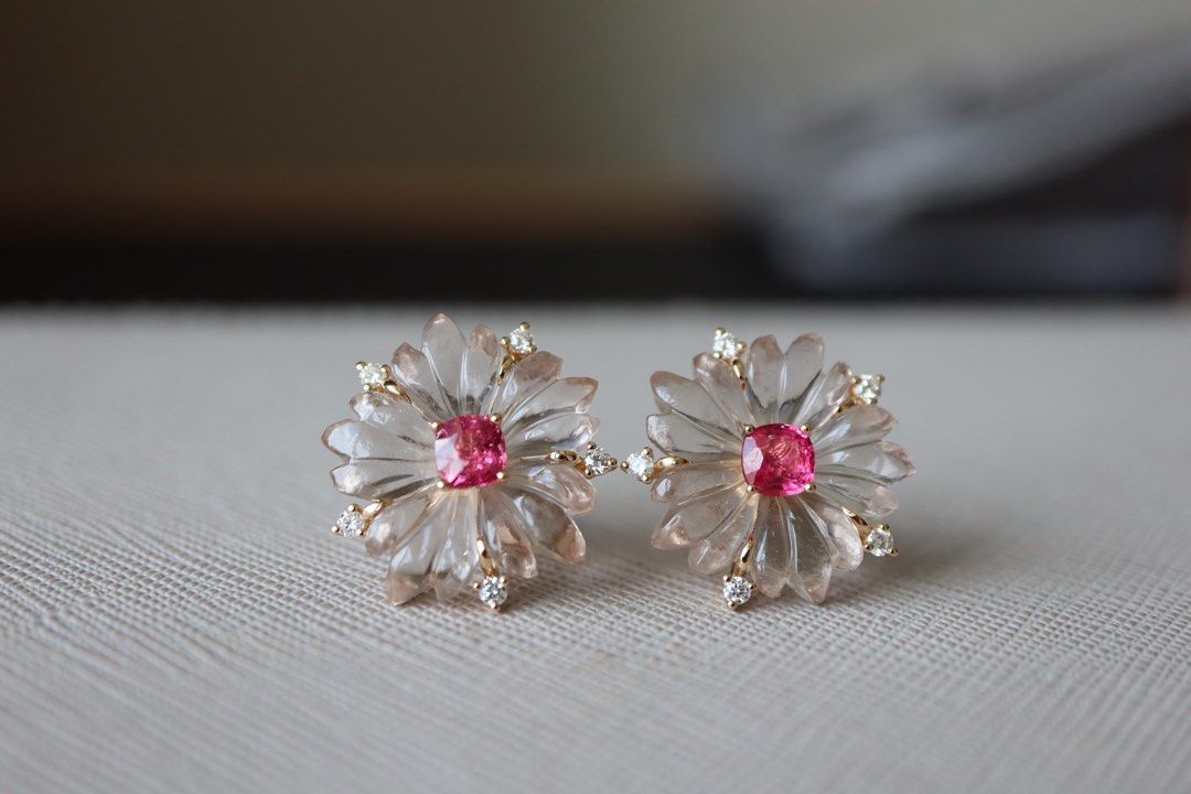 Gemstone flower clearance earrings